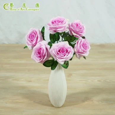 Bouquet Pink Silk Rose  7  Kepala